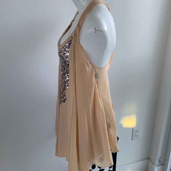 Patrizia Pepe Front silver Sequin Silk Blend Top Tunic Blouse, size 44 M - Picture 7 of 12